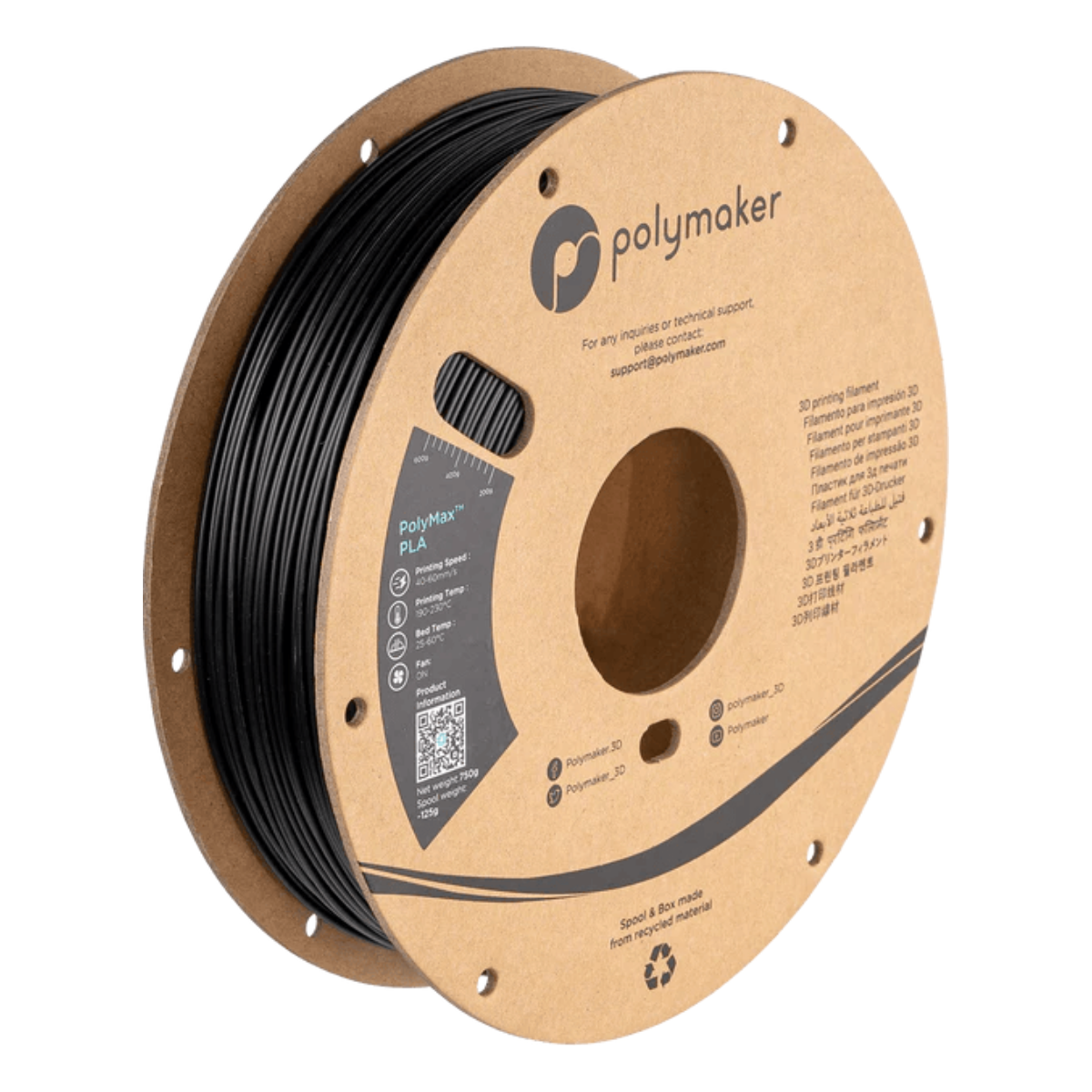 PolyMax Tough PLA Noir - 750g, 1,75mm