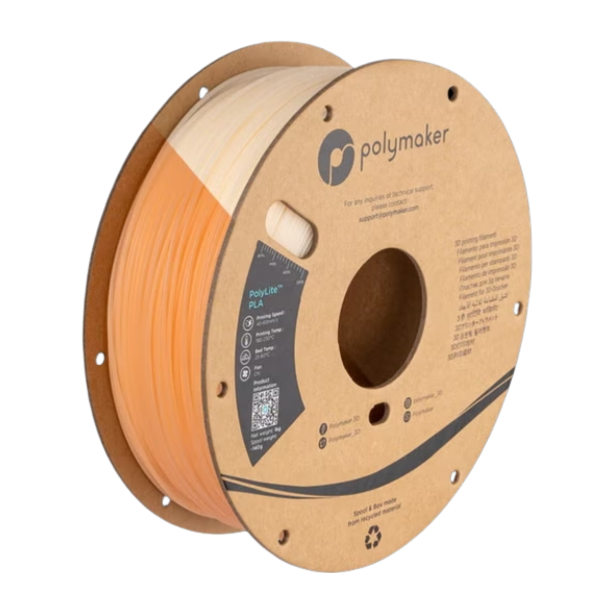 PolyLite™ PLA UV Color Change Natural/Orange - 1000g, 1,75mm